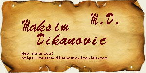 Maksim Dikanović vizit kartica